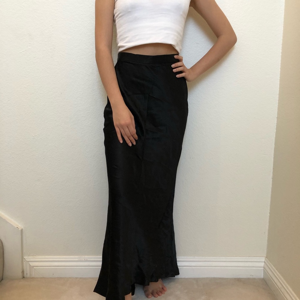 Satin black maxi skirt